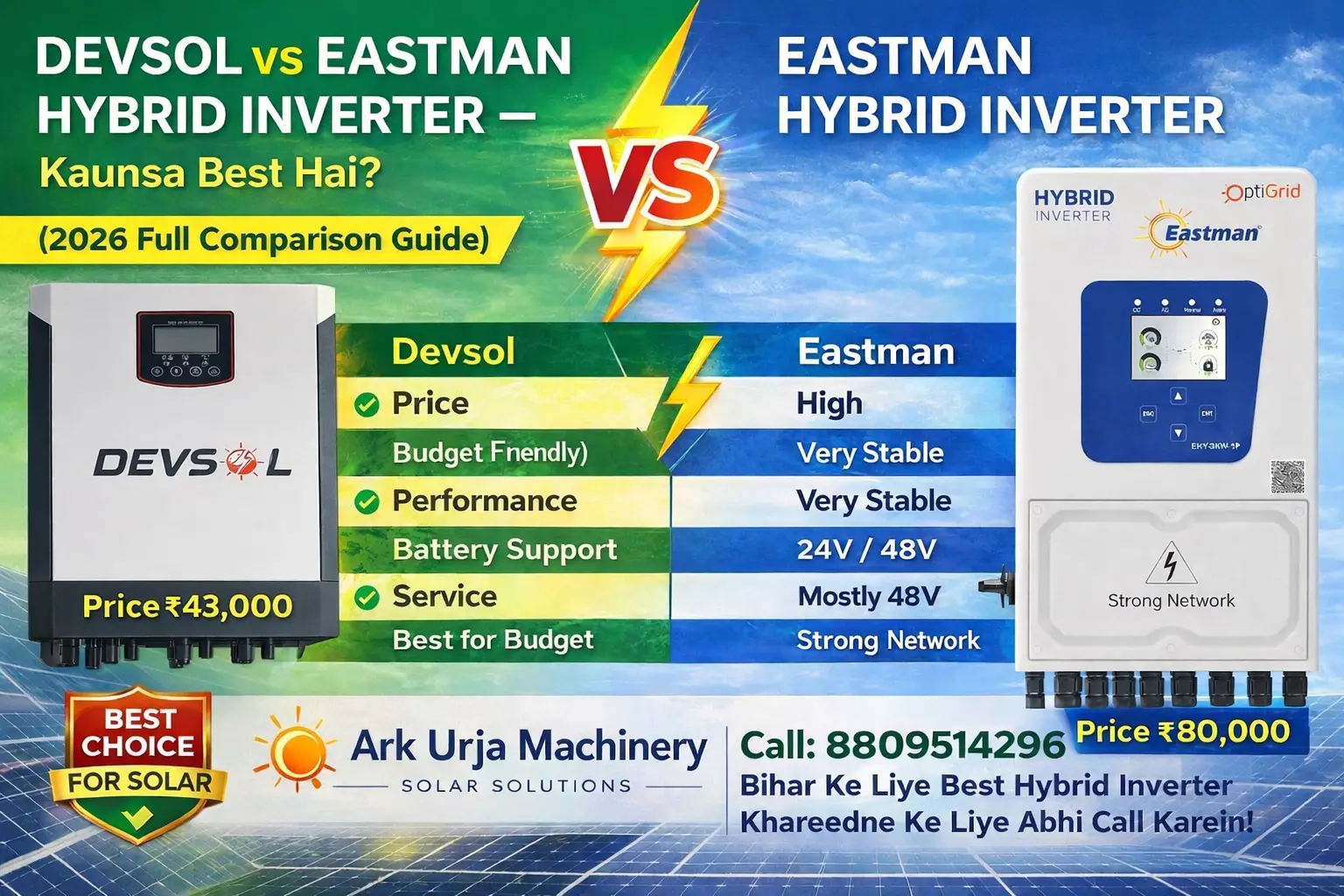 Devsol vs Eastman Hybrid Inverter – Kaunsa Best Hai? (2026 Comparison Guide)