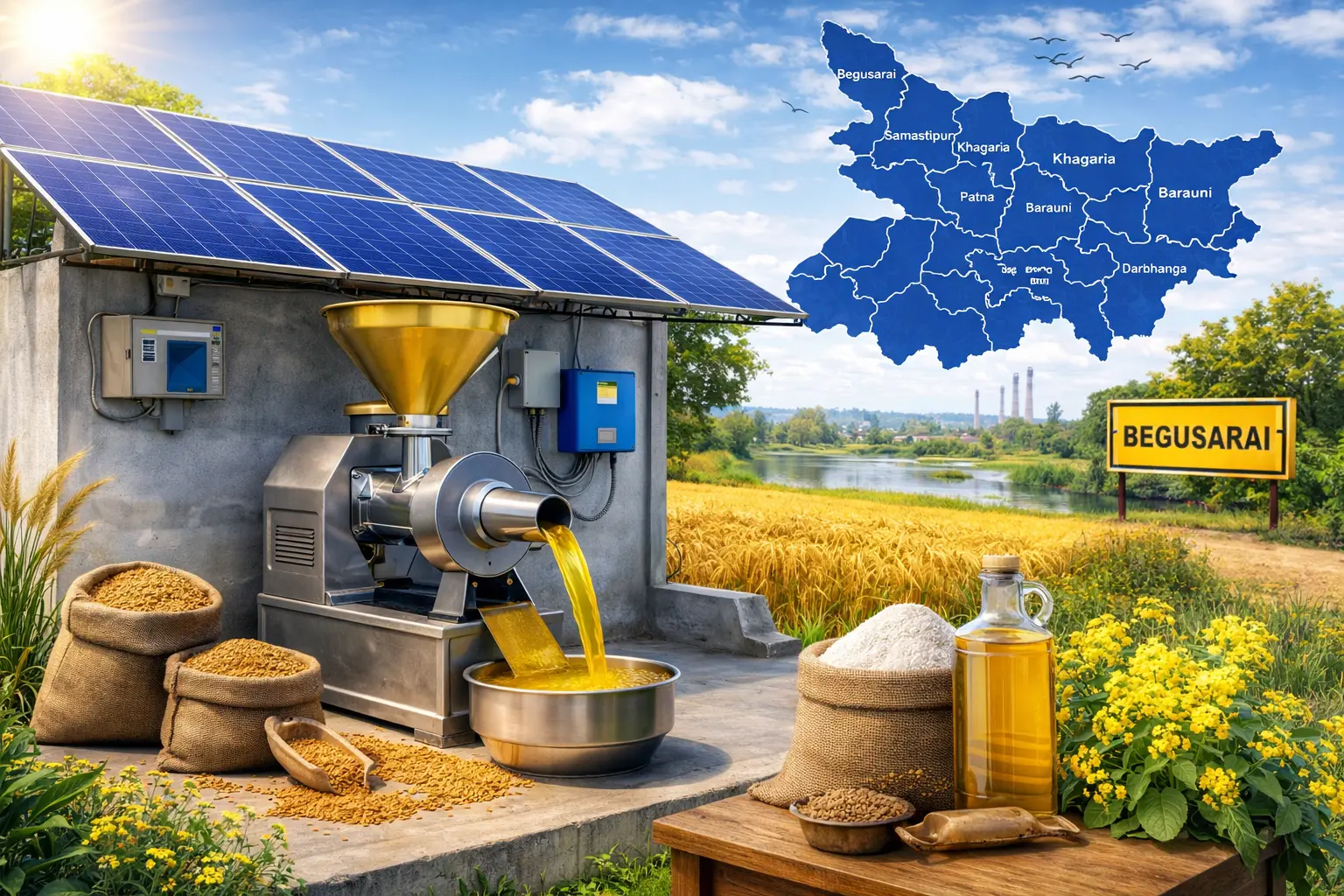 Oil Mill Solar System Price in Bihar 2026 – Mustard Oil Machine Solar Setup Cost (Begusarai Best Deal)